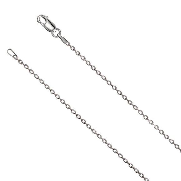 1.5mm 14k White Gold Solid Cable Chain Lobster Clasp 20 Inch Necklace - Picture 1 of 3